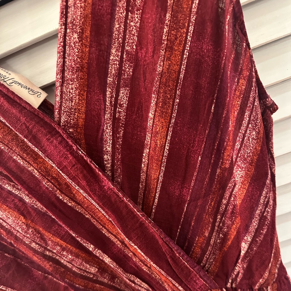 Universal Thread Burgundy Striped V-Neck Jumpsuit - Picture 2 of 6